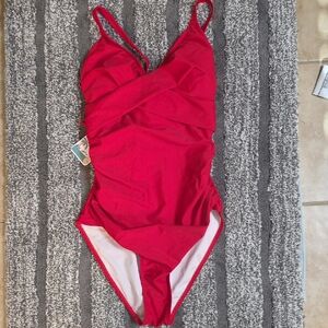 Elegant Red Women's One-Piece Swimsuit